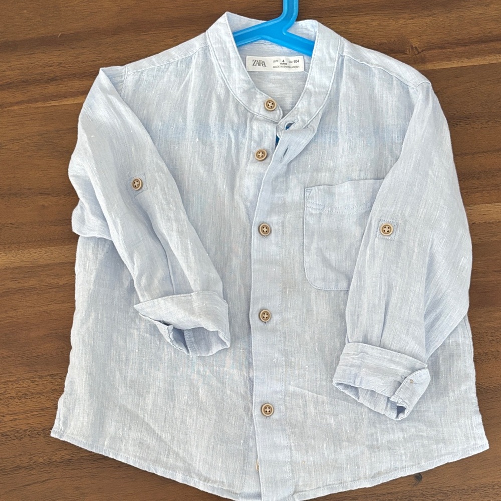 Zara Kids Sky Blue linen Button-Down
